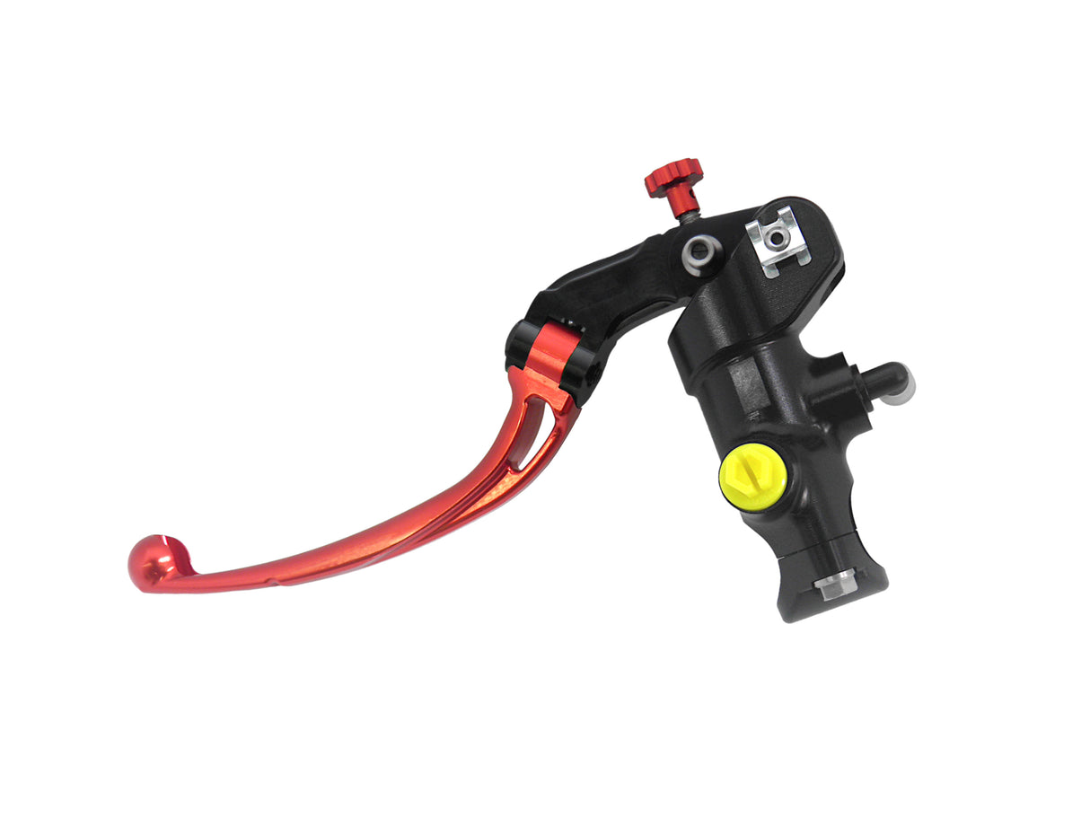 Pompa Freno Radiale Accossato PRS 16x17-18-19 Con Corpo Pompa Anodizzato Nero E Leva Snodata Colorata (Pomello+Leva)