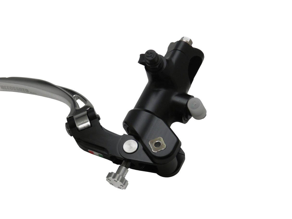 Pompa Freno Radiale Accossato PRS 16x17-18-19 Con Corpo Pompa Anodizzato Nero E Leva Snodata Colorata (Pomello+Leva)