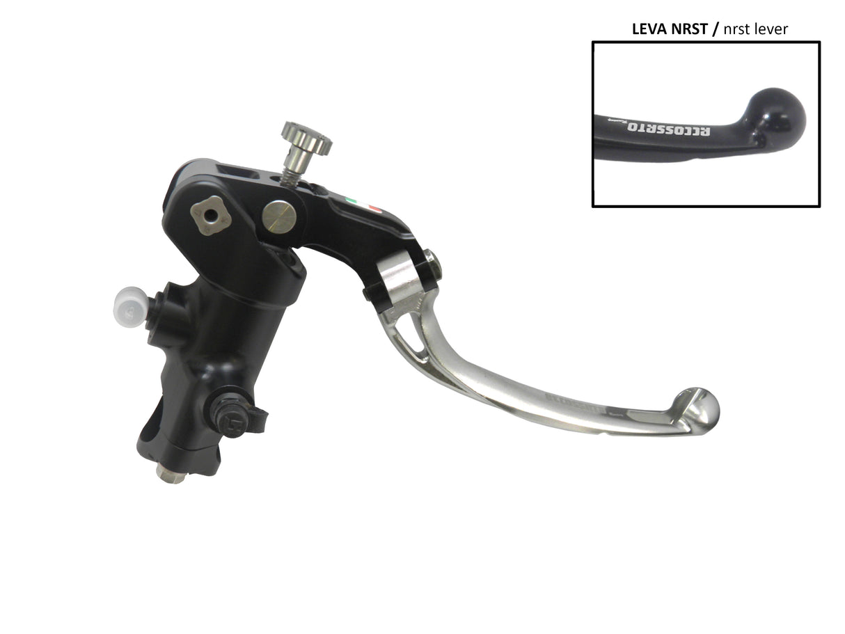 Pompa Freno Radiale Accossato PRS 16x17-18-19 Con Corpo Pompa Anodizzato Nero E Leva Snodata Colorata (Pomello+Leva)