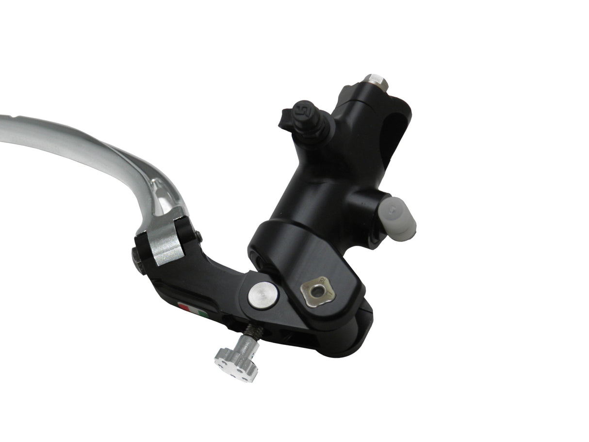 Pompa Freno Radiale Accossato PRS 16x17-18-19 Con Corpo Pompa Anodizzato Nero E Leva Snodata Colorata (Pomello+Leva)