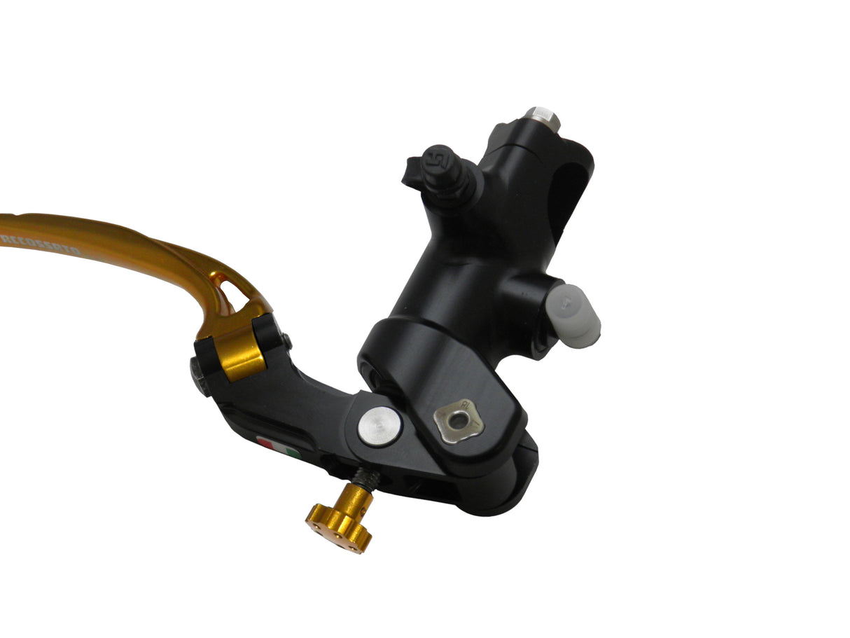 Pompa Freno Radiale Accossato PRS 16x17-18-19 Con Corpo Pompa Anodizzato Nero E Leva Snodata Colorata (Pomello+Leva)