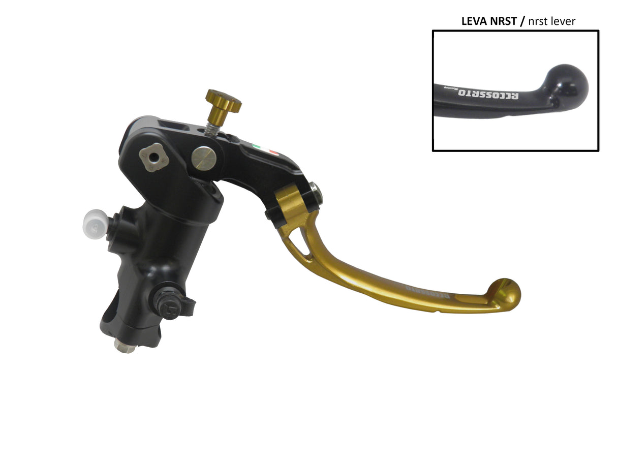 Pompa Freno Radiale Accossato PRS 16x17-18-19 Con Corpo Pompa Anodizzato Nero E Leva Snodata Colorata (Pomello+Leva)