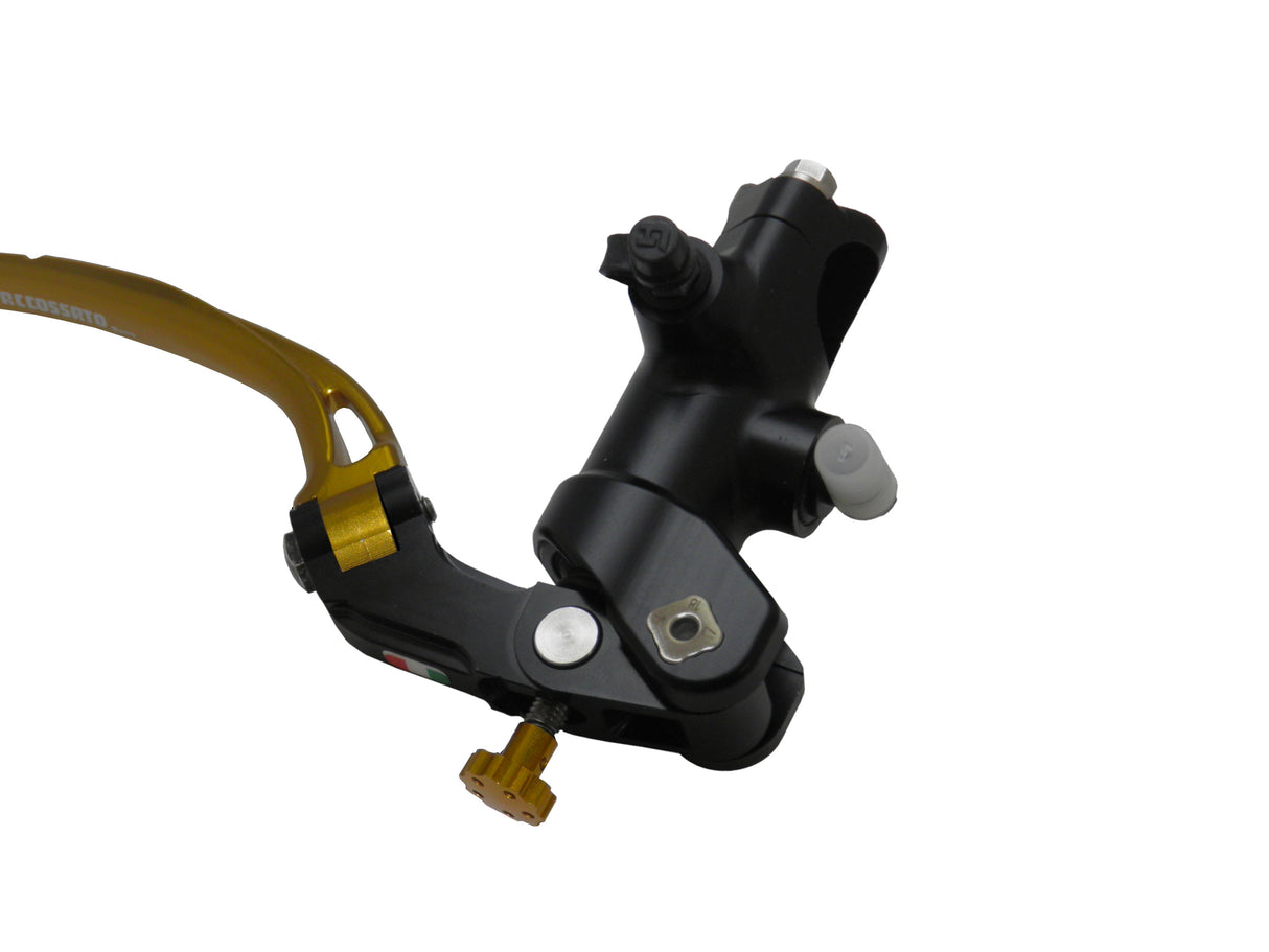 Pompa Freno Radiale Accossato PRS 16x17-18-19 Con Corpo Pompa Anodizzato Nero E Leva Snodata Colorata (Pomello+Leva)