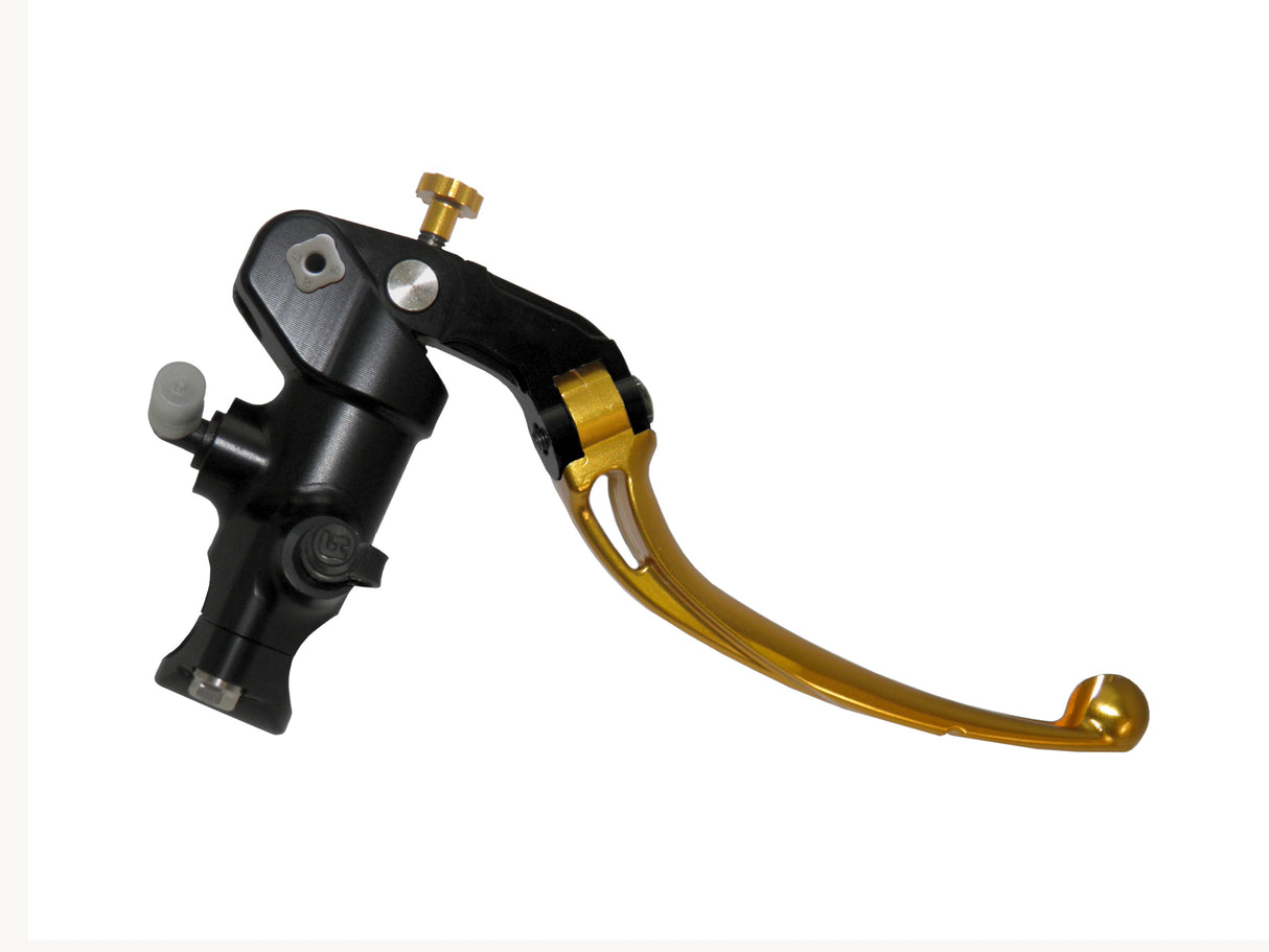 Pompa Freno Radiale Accossato PRS 16x17-18-19 Con Corpo Pompa Anodizzato Nero E Leva Snodata Colorata (Pomello+Leva)