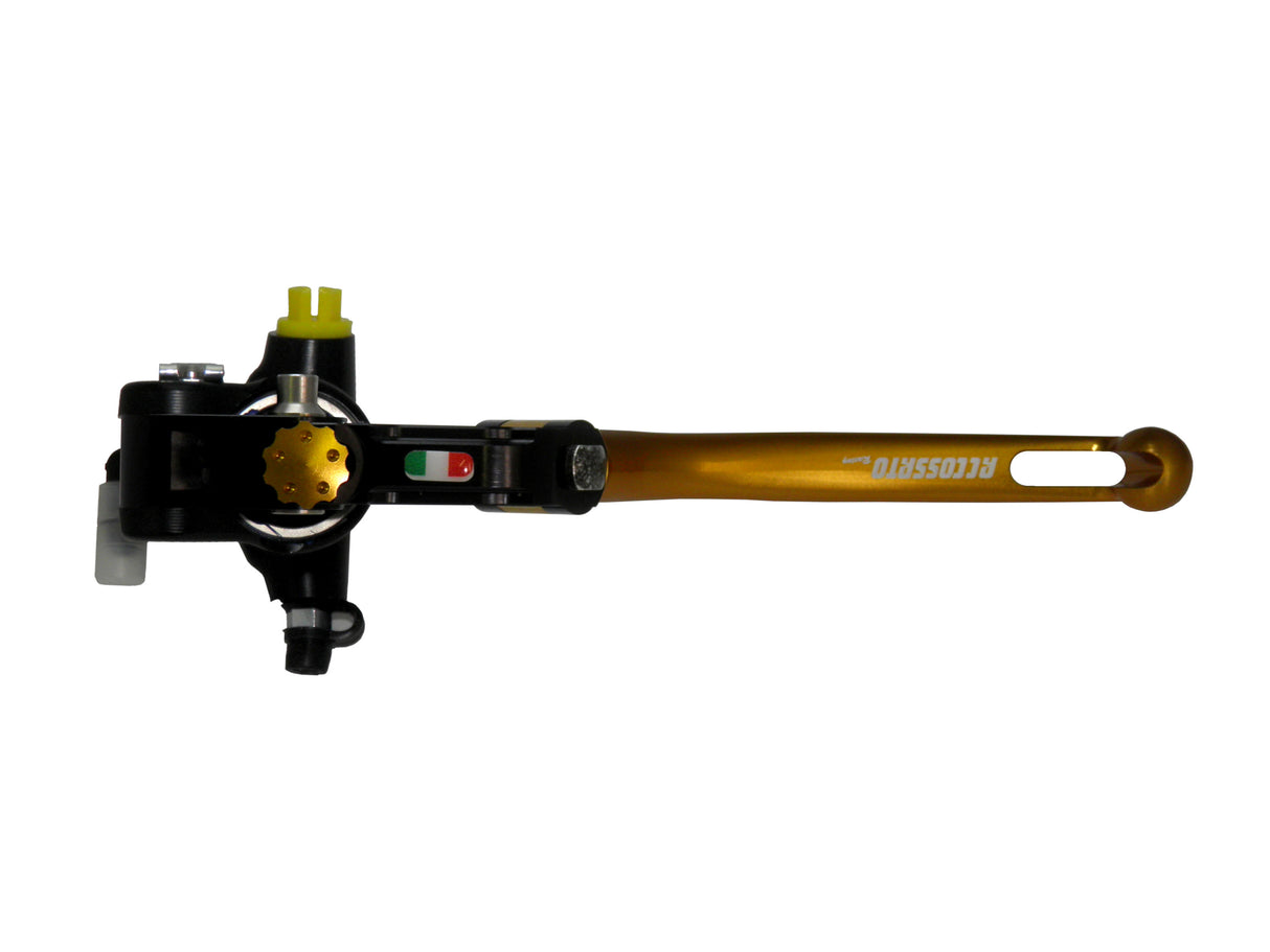 Pompa Freno Radiale Accossato PRS 16x17-18-19 Con Corpo Pompa Anodizzato Nero E Leva Snodata Colorata (Pomello+Leva)