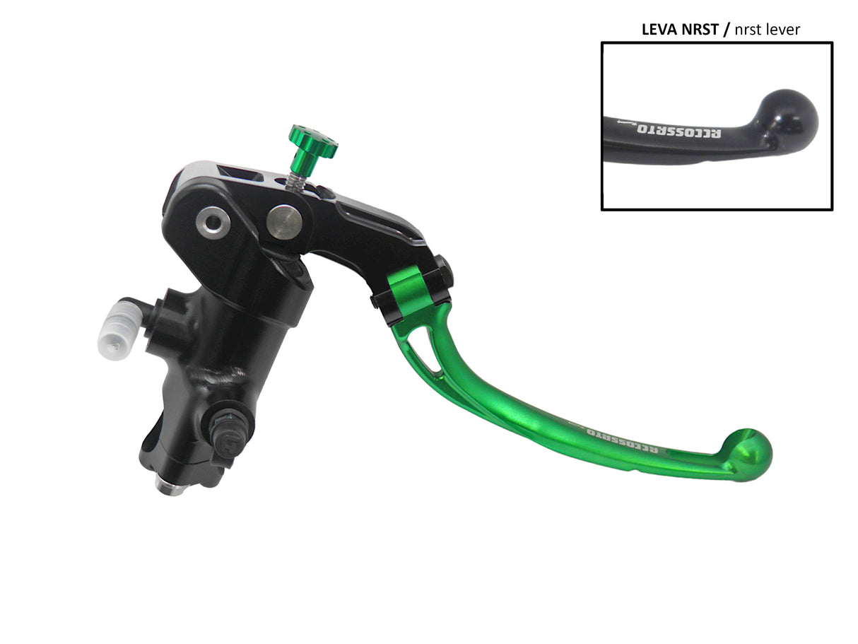 Pompa Freno Radiale Accossato 16x16 Con Corpo Pompa Anodizzato Nero E Leva Snodata Colorata (Pomello+Leva)