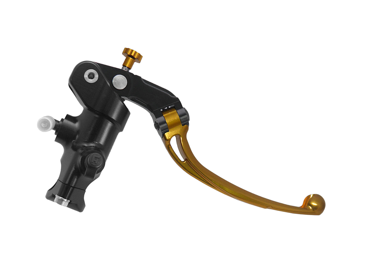 Pompa Freno Radiale Accossato 19x19 Con Corpo Pompa Anodizzato Nero E Leva Snodata Colorata (Pomello+Leva)