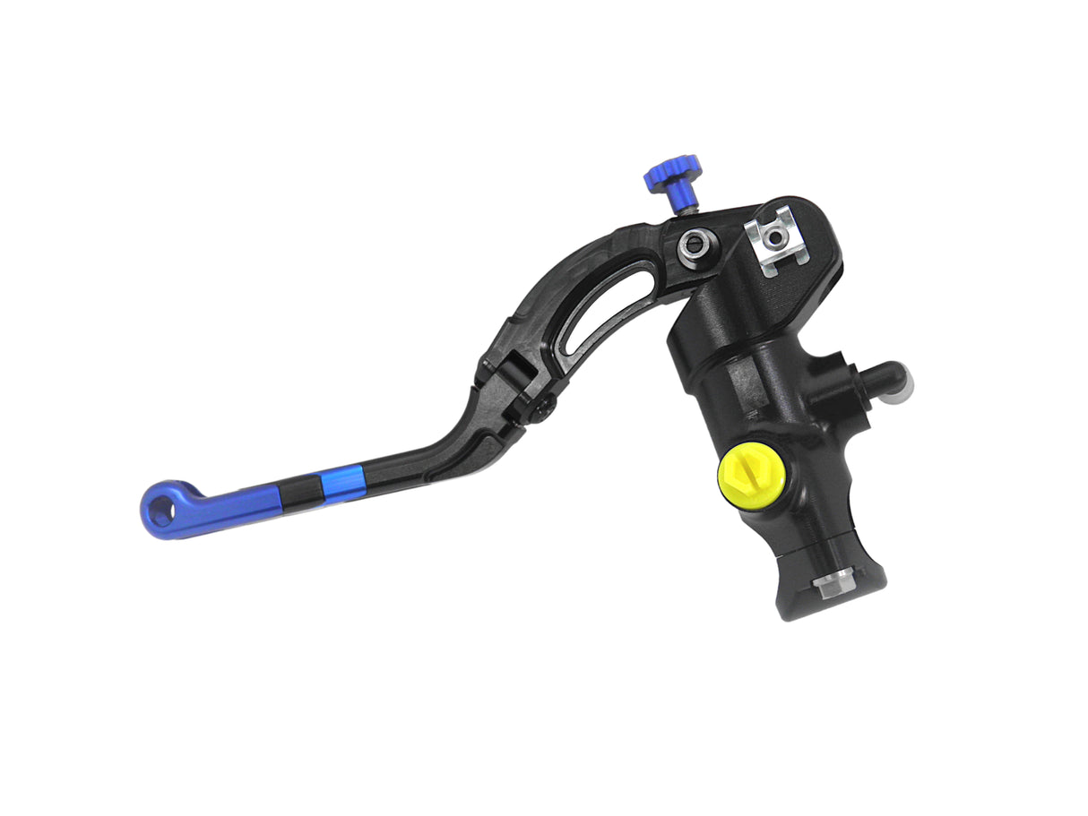 Pompa Freno Radiale Accossato PRS 19x17-18-19 Con Corpo Pompa Anodizzato Nero E Leva Revolution Colorata (Pomello+Inserto)