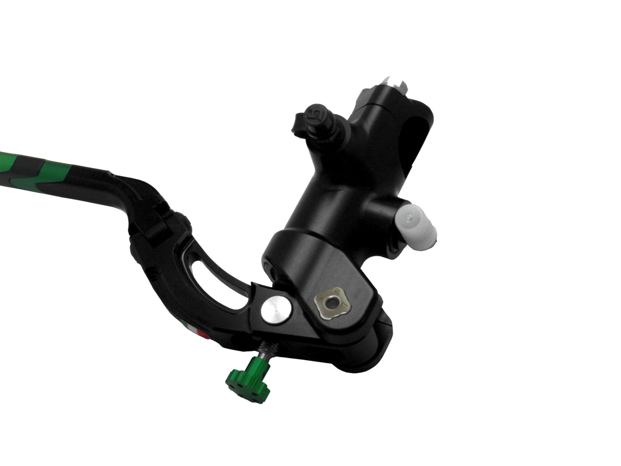 Pompa Freno Radiale Accossato PRS 16x17-18-19 Con Corpo Pompa Anodizzato Nero E Leva Revolution Colorata (Pomello+Inserto)