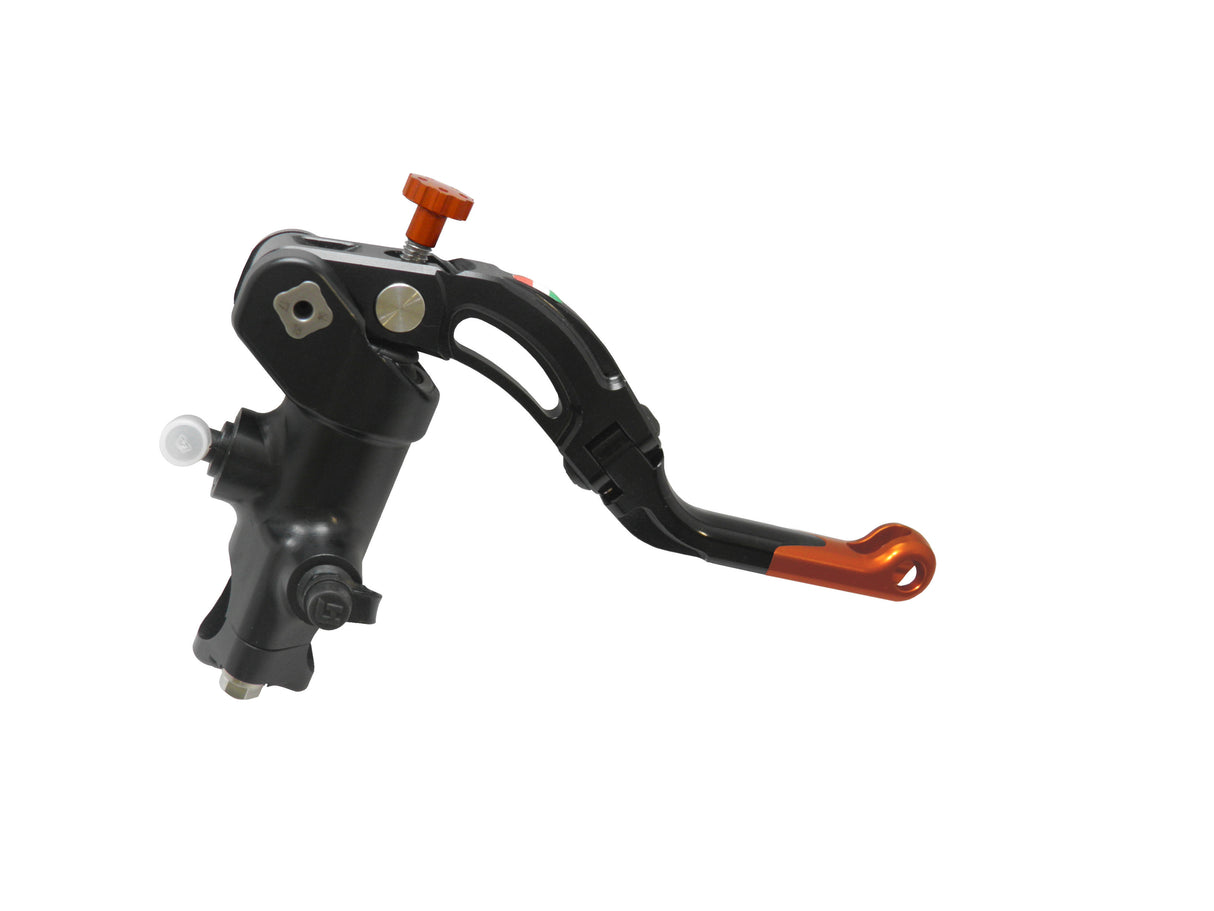 Pompa Freno Radiale Accossato PRS 16x17-18-19 Con Corpo Pompa Anodizzato Nero E Leva Revolution Colorata (Pomello+Inserto)