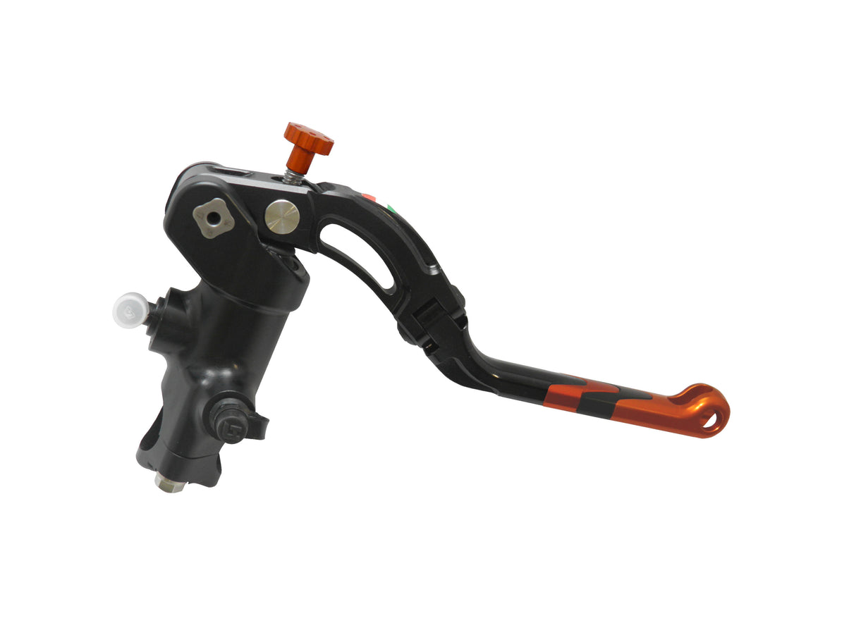 Pompa Freno Radiale Accossato PRS 16x17-18-19 Con Corpo Pompa Anodizzato Nero E Leva Revolution Colorata (Pomello+Inserto)