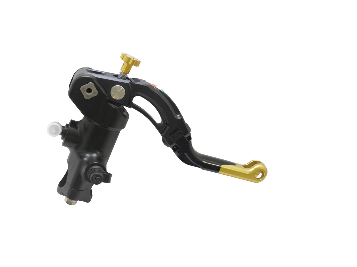 Pompa Freno Radiale Accossato PRS 16x17-18-19 Con Corpo Pompa Anodizzato Nero E Leva Revolution Colorata (Pomello+Inserto)