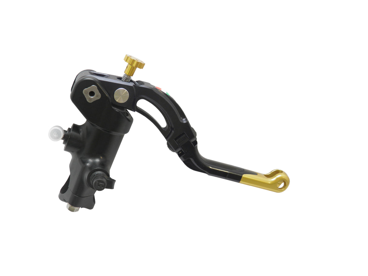 Pompa Freno Radiale Accossato PRS 16x17-18-19 Con Corpo Pompa Anodizzato Nero E Leva Revolution Colorata (Pomello+Inserto)