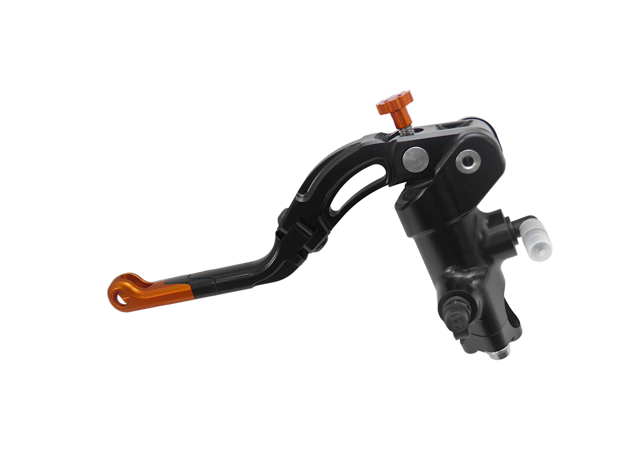 Pompa Frizione Radiale Accossato 16x18 Con Corpo Pompa Anodizzato Nero E Leva Revolution Colorata (Pomello+Inserto)