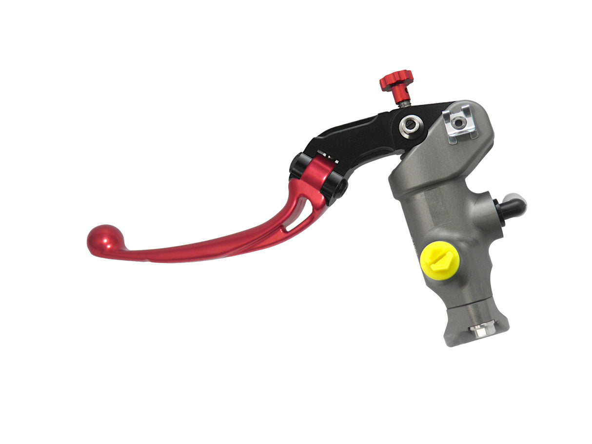 Pompa Freno Radiale Accossato 14x19 Con Corpo Pompa Anodizzato Naturale E Leva Snodata Colorata (Pomello+Leva)