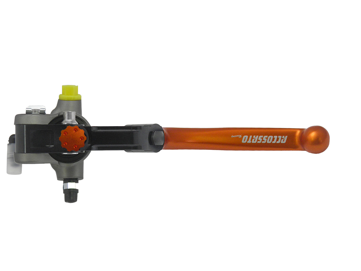 Pompa Freno Radiale Accossato PRS 14x17-18-19 Con Corpo Pompa Anodizzato Naturale E Leva Snodata Colorata (Pomello+Leva)