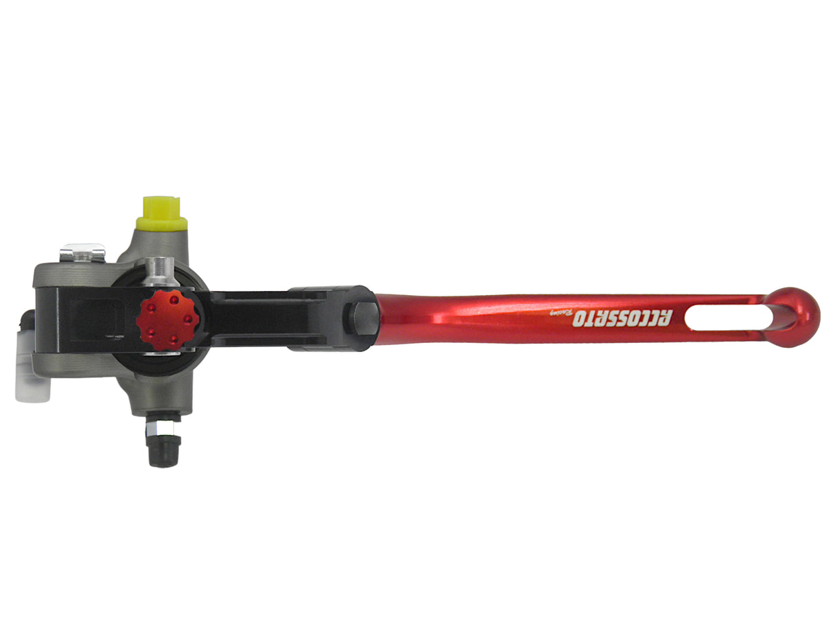 Pompa Freno Radiale Accossato PRS 14x17-18-19 Con Corpo Pompa Anodizzato Naturale E Leva Snodata Colorata (Pomello+Leva)