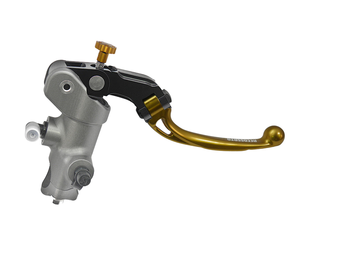 Pompa Freno Radiale Accossato 15x18 Con Corpo Pompa Anodizzato Naturale E Leva Snodata Colorata (Pomello+Leva)