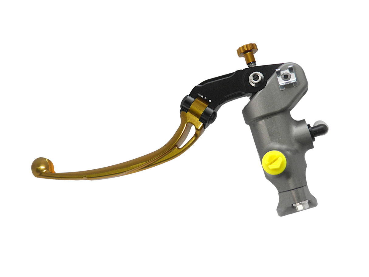 Pompa Freno Radiale Accossato 15x20 Con Corpo Pompa Anodizzato Naturale E Leva Snodata Colorata (Pomello+Leva)