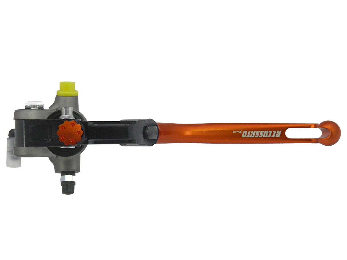 Pompa Freno Radiale Accossato PRS 15x17-18-19 Con Corpo Pompa Anodizzato Naturale E Leva Snodata Colorata (Pomello+Leva)