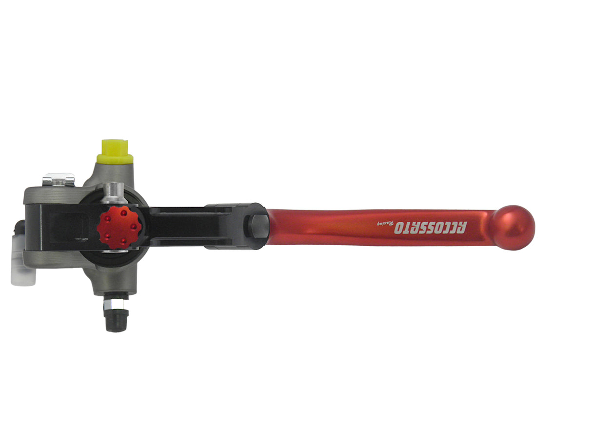 Pompa Freno Radiale Accossato PRS 15x17-18-19 Con Corpo Pompa Anodizzato Naturale E Leva Snodata Colorata (Pomello+Leva)