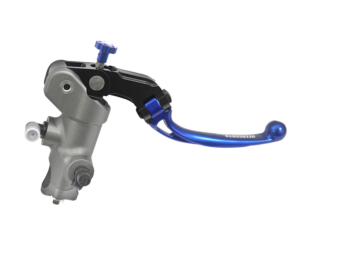 Pompa Freno Radiale Accossato 17x18 Con Corpo Pompa Anodizzato Naturale E Leva Snodata Colorata (Pomello+Leva)