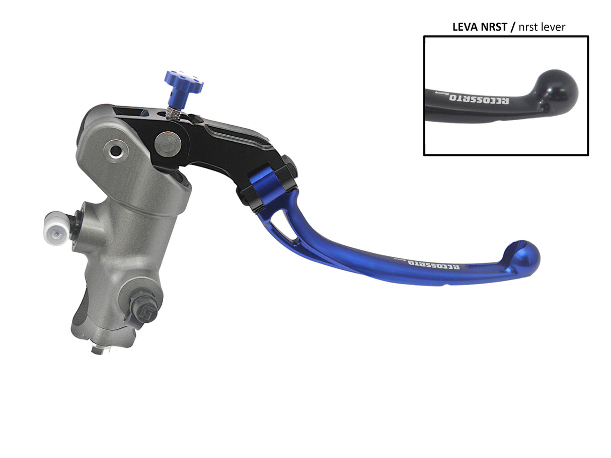 Pompa Freno Radiale Accossato 17x18 Con Corpo Pompa Anodizzato Naturale E Leva Snodata Colorata (Pomello+Leva)