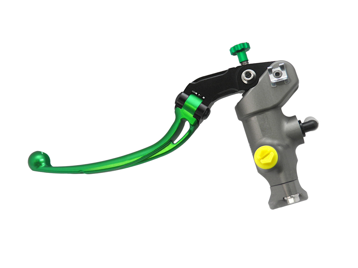 Pompa Freno Radiale Accossato 17x18 Con Corpo Pompa Anodizzato Naturale E Leva Snodata Colorata (Pomello+Leva)