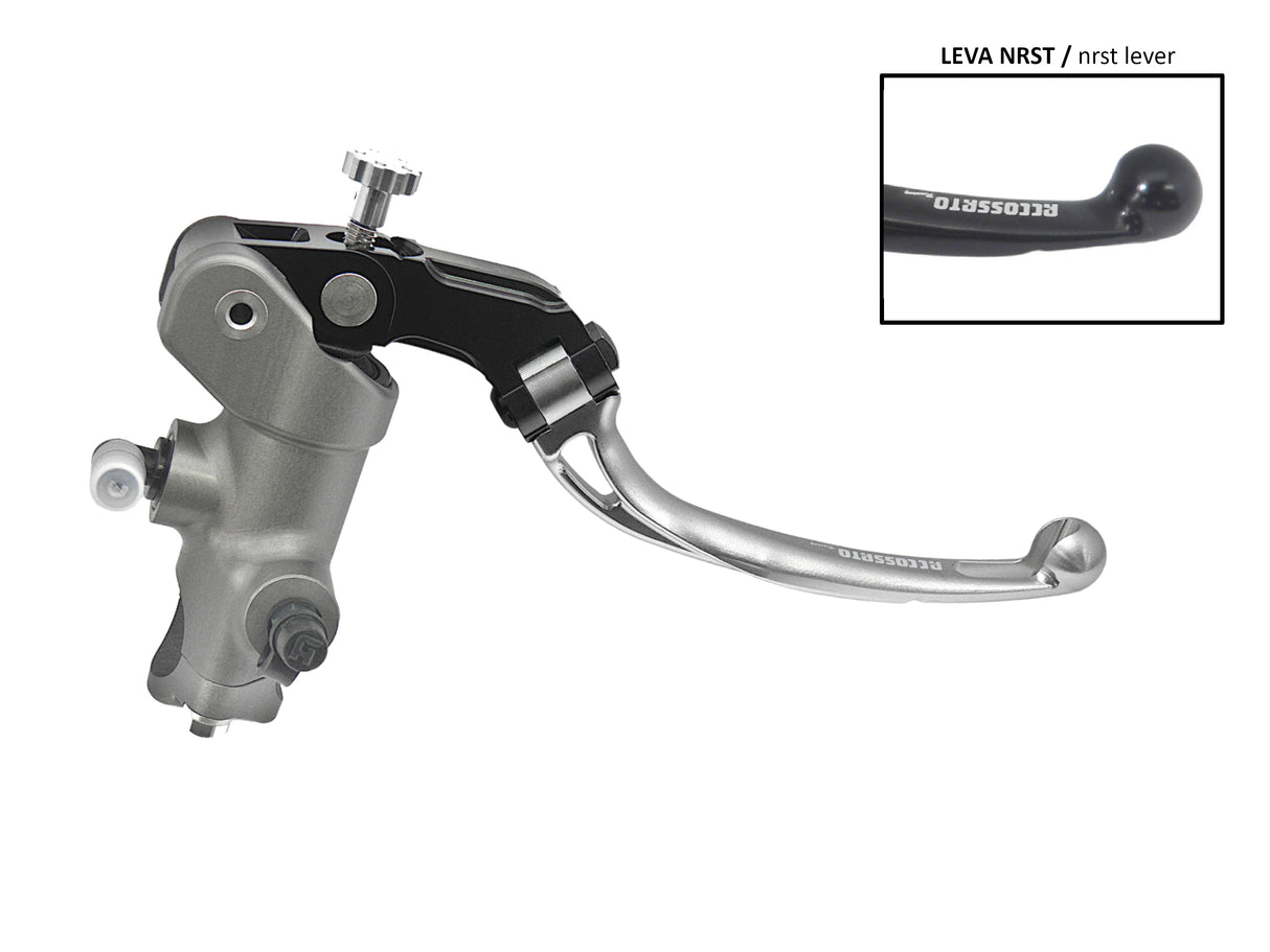 Pompa Freno Radiale Accossato 17x19 Con Corpo Pompa Anodizzato Naturale E Leva Snodata Colorata (Pomello+Leva)