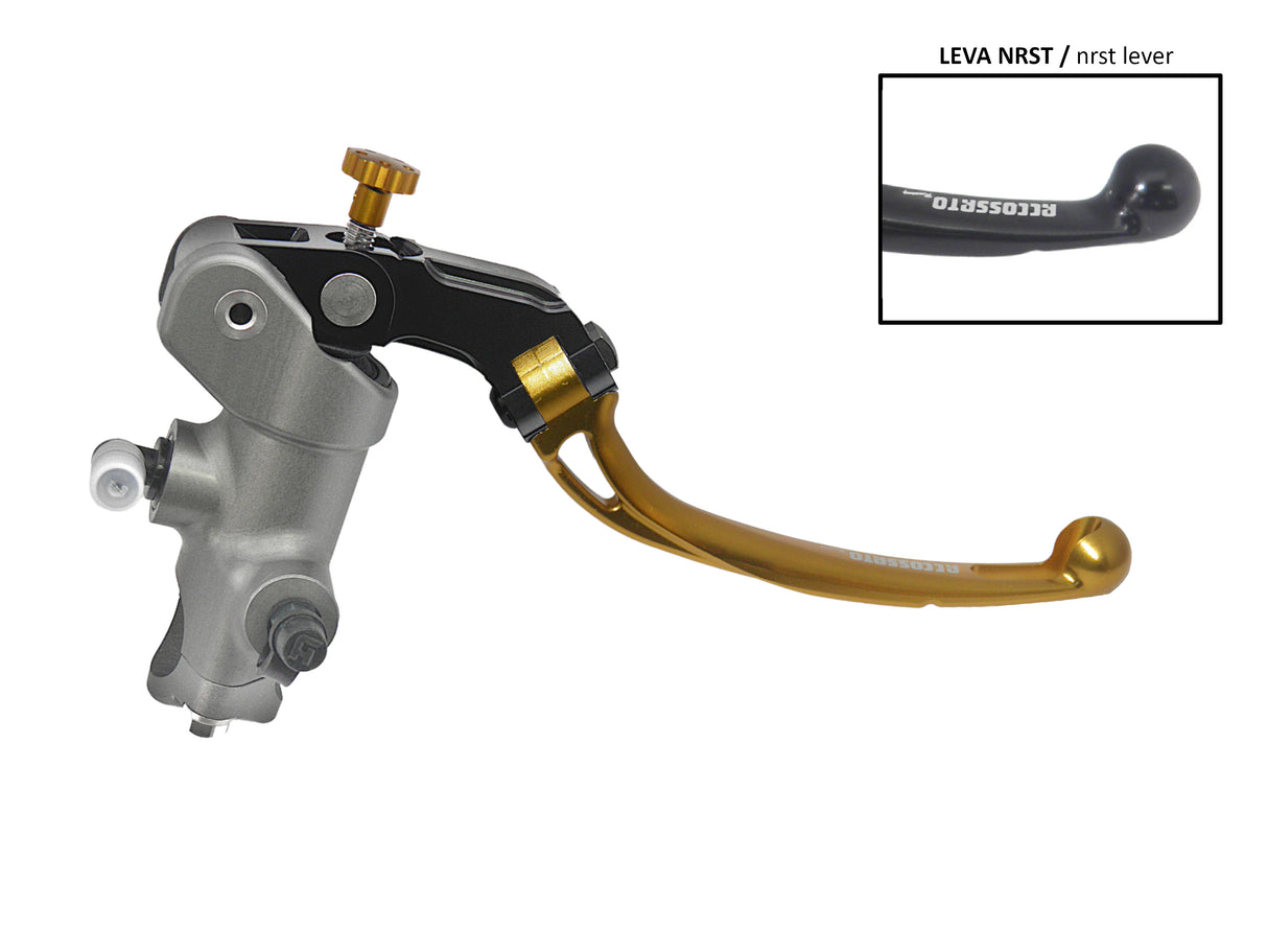 Pompa Freno Radiale Accossato 17x19 Con Corpo Pompa Anodizzato Naturale E Leva Snodata Colorata (Pomello+Leva)