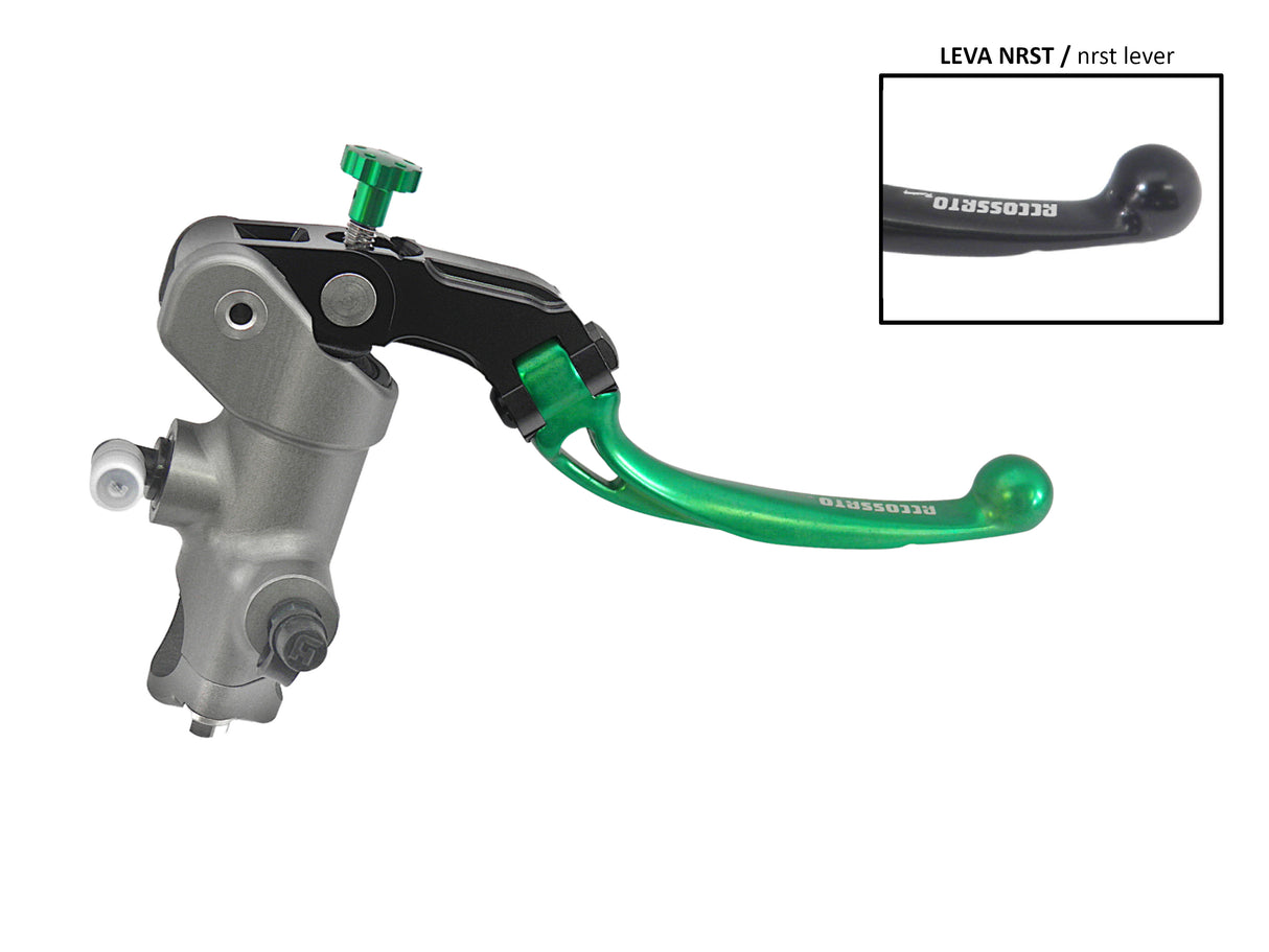 Pompa Freno Radiale Accossato 17x20 Con Corpo Pompa Anodizzato Naturale E Leva Snodata Colorata (Pomello+Leva)