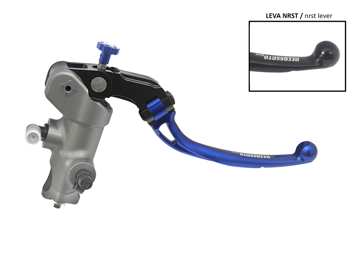 Pompa Freno Radiale Accossato PRS 17x17-18-19 Con Corpo Pompa Anodizzato Naturale E Leva Snodata Colorata (Pomello+Leva)