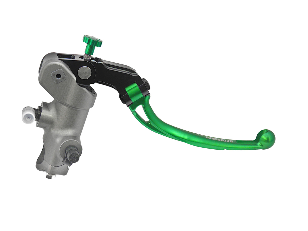 Pompa Freno Radiale Accossato PRS 17x17-18-19 Con Corpo Pompa Anodizzato Naturale E Leva Snodata Colorata (Pomello+Leva)
