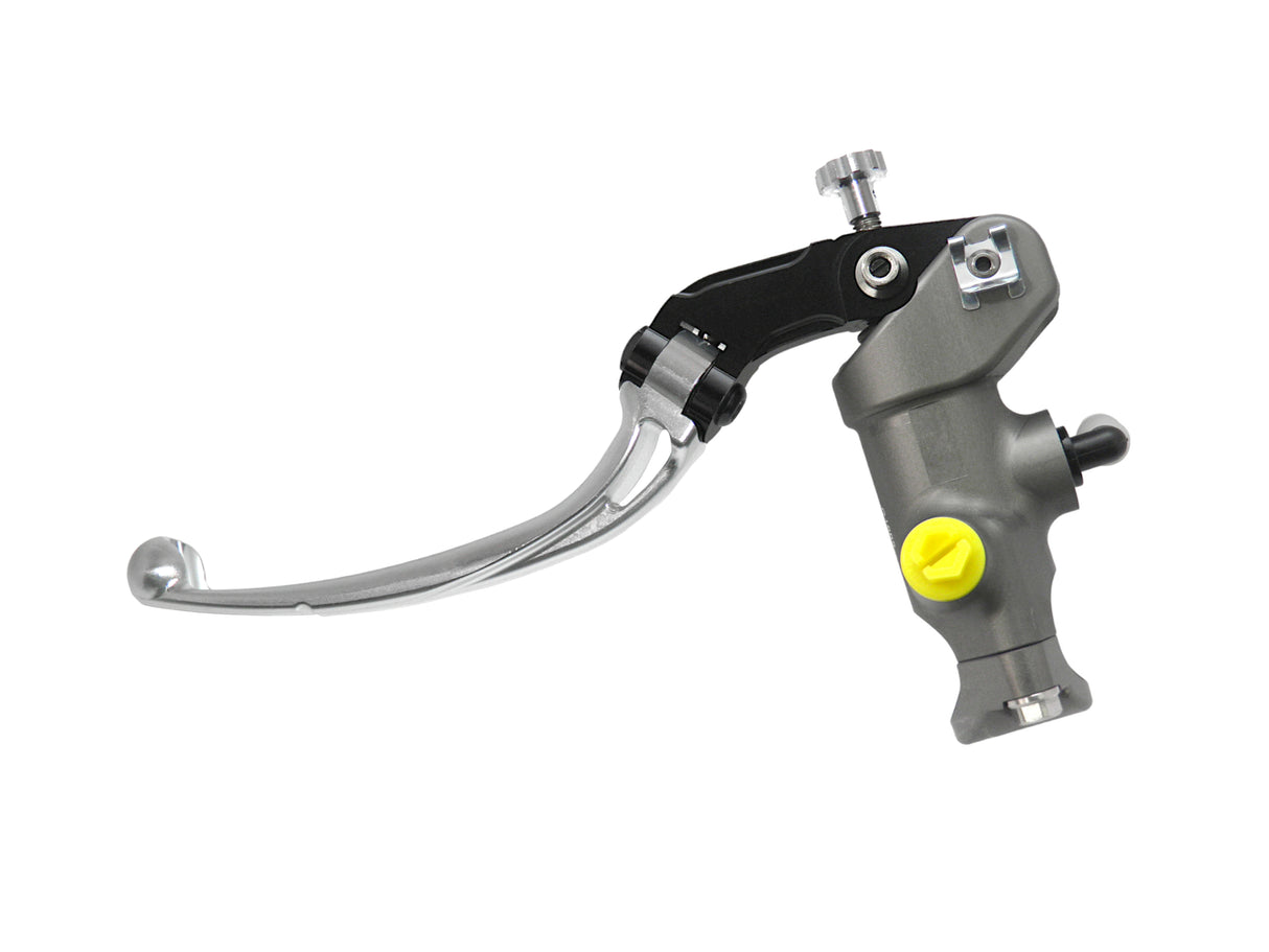 Pompa Freno Radiale Accossato PRS 17x17-18-19 Con Corpo Pompa Anodizzato Naturale E Leva Snodata Colorata (Pomello+Leva)