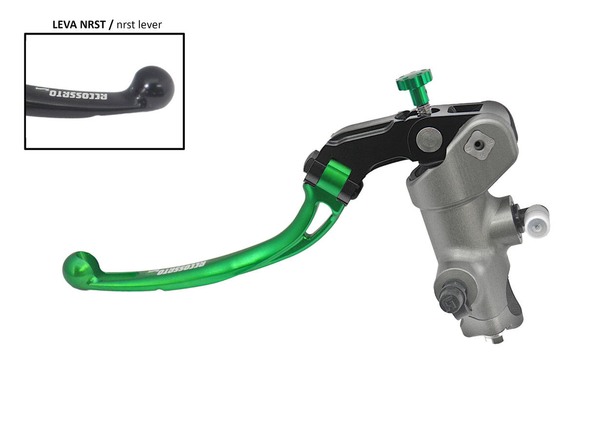 Pompa Frizione Radiale Accossato PRS 15x15-16-17 Con Corpo Pompa Anodizzato Nero E Leva Snodata Colorata (Pomello+Leva)