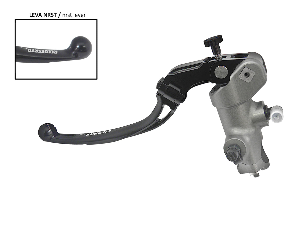 Pompa Frizione Radiale Accossato PRS 15x15-16-17 Con Corpo Pompa Anodizzato Nero E Leva Snodata Colorata (Pomello+Leva)