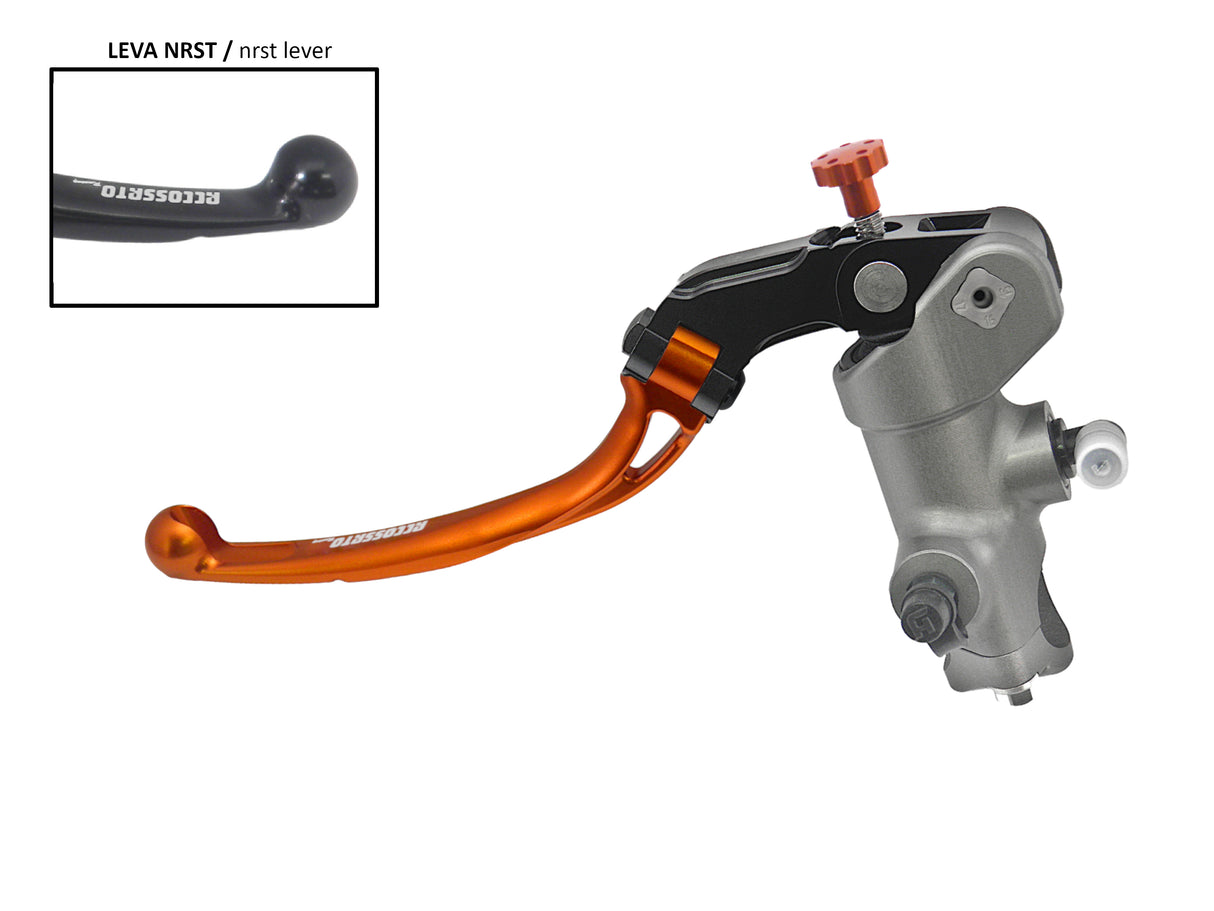 Pompa Frizione Radiale Accossato PRS 15x15-16-17 Con Corpo Pompa Anodizzato Nero E Leva Snodata Colorata (Pomello+Leva)