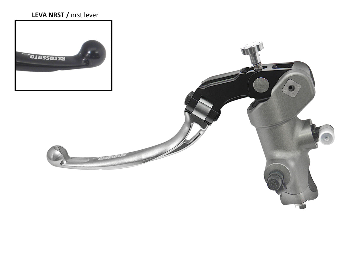 Pompa Frizione Radiale Accossato PRS 15x15-16-17 Con Corpo Pompa Anodizzato Nero E Leva Snodata Colorata (Pomello+Leva)