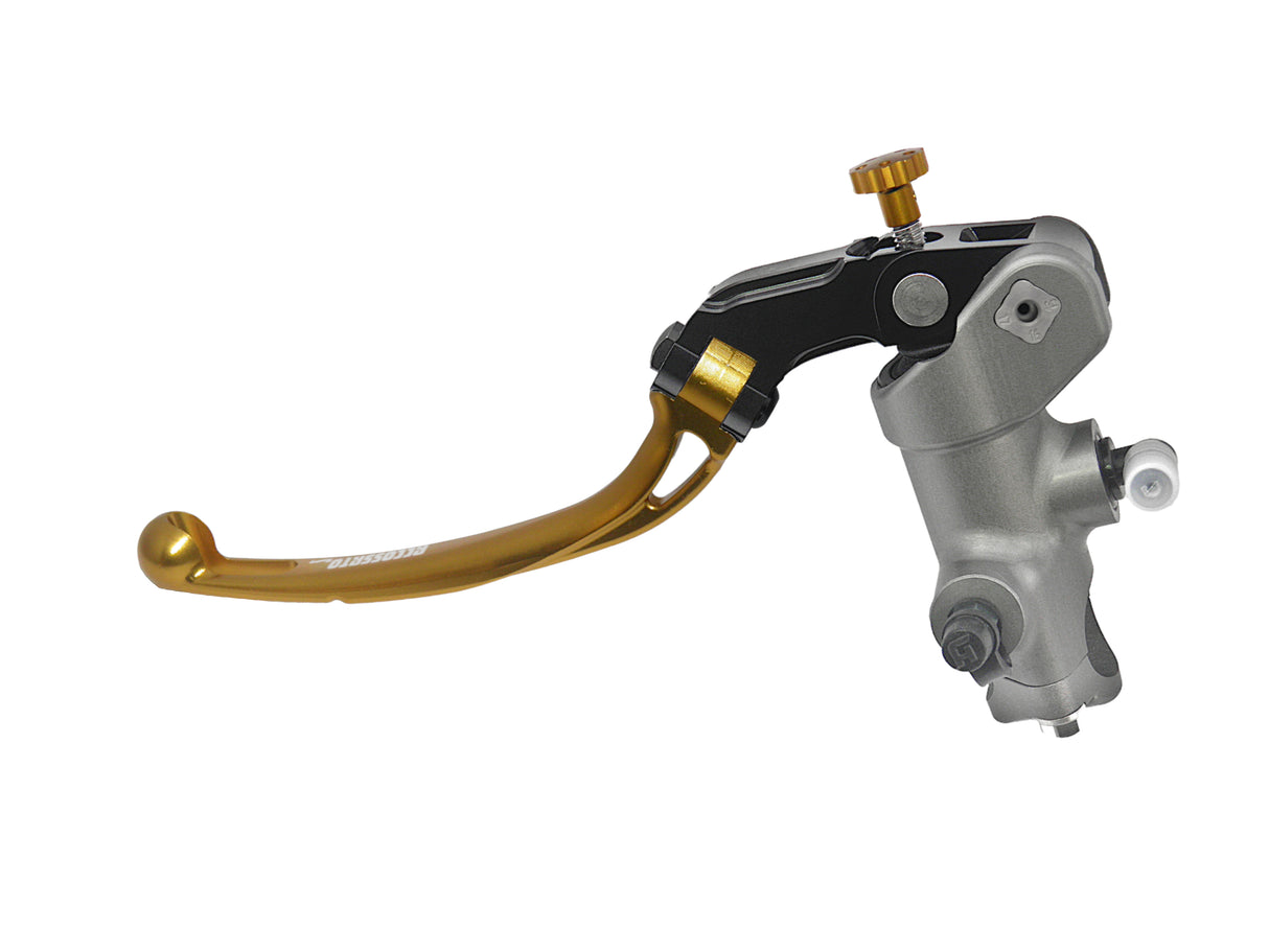 Pompa Frizione Radiale Accossato PRS 15x15-16-17 Con Corpo Pompa Anodizzato Nero E Leva Snodata Colorata (Pomello+Leva)