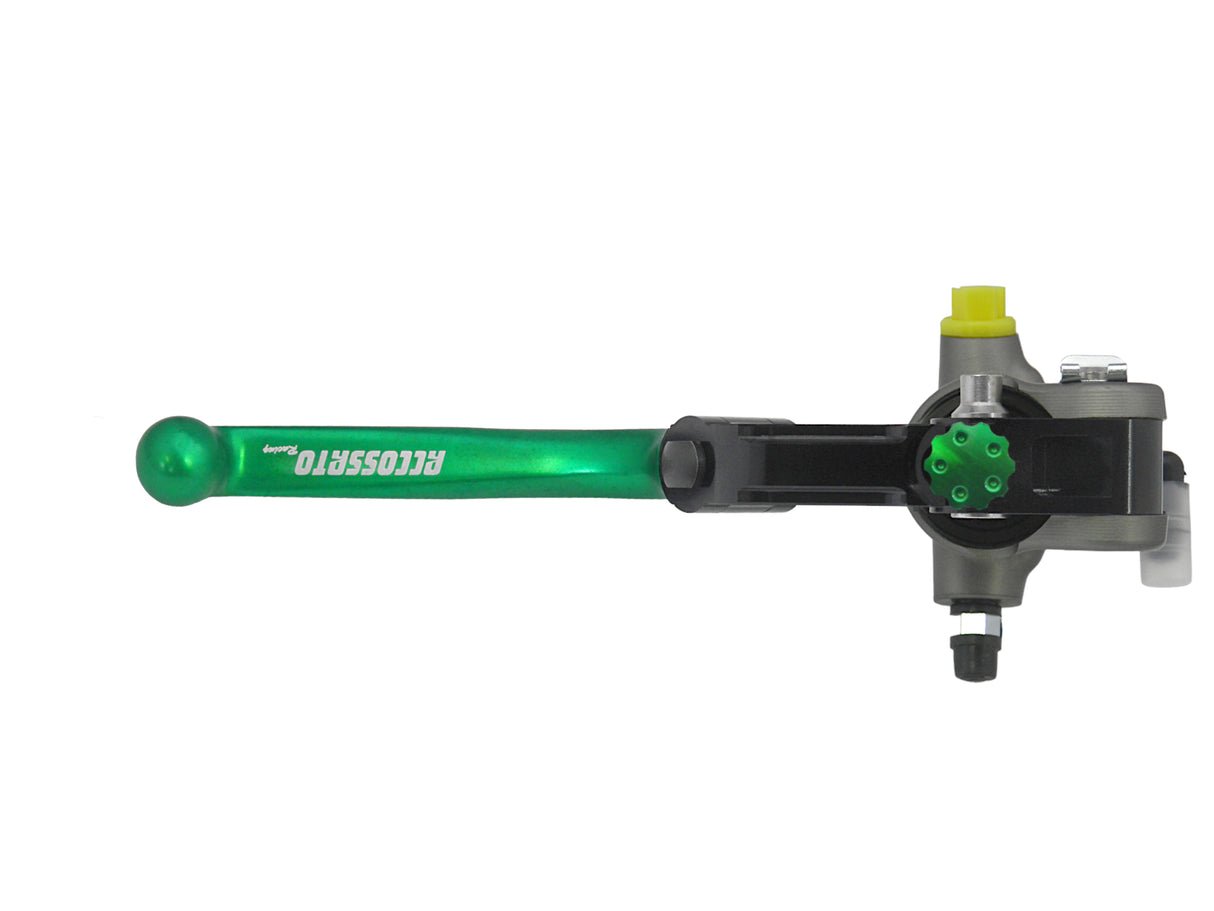 Pompa Frizione Radiale Accossato PRS 17x15-16-17 Con Corpo Pompa Anodizzato Nero E Leva Snodata Colorata (Pomello+Leva)