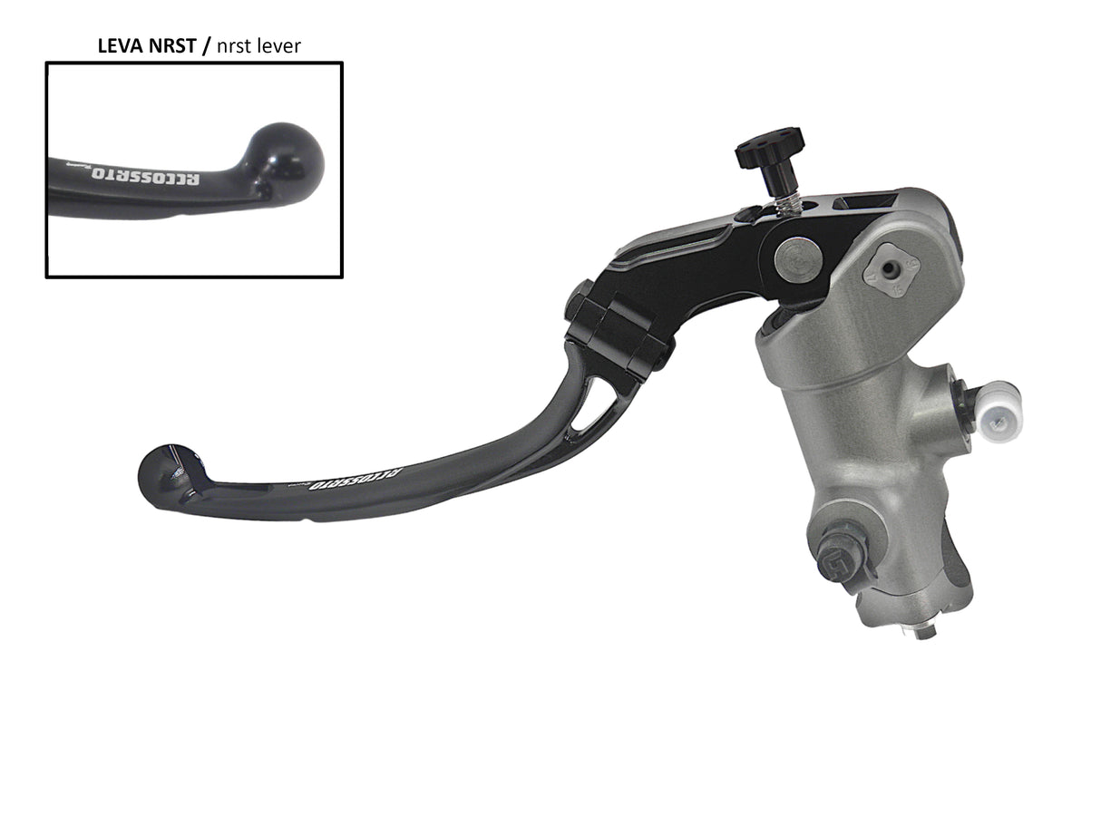 Pompa Frizione Radiale Accossato PRS 17x15-16-17 Con Corpo Pompa Anodizzato Nero E Leva Snodata Colorata (Pomello+Leva)