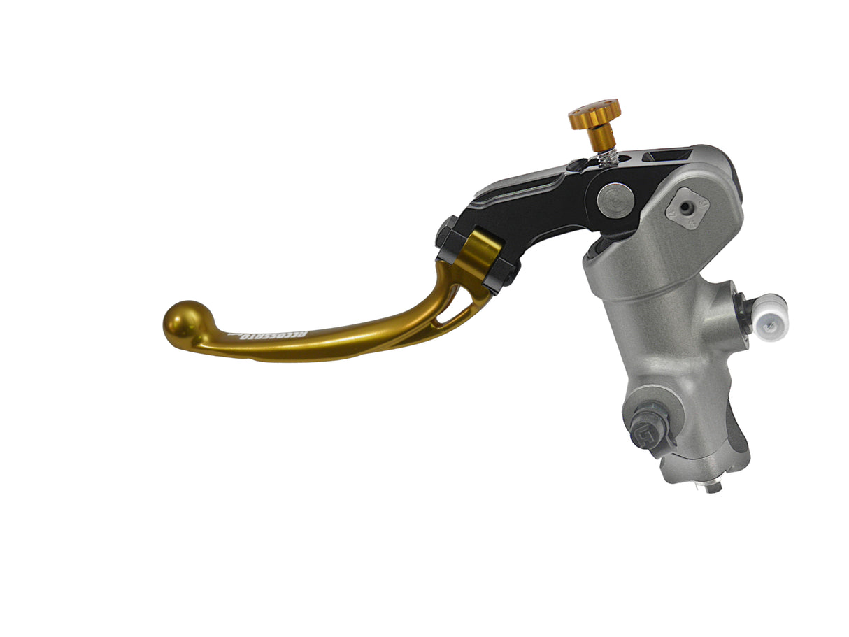 Pompa Frizione Radiale Accossato PRS 17x15-16-17 Con Corpo Pompa Anodizzato Nero E Leva Snodata Colorata (Pomello+Leva)