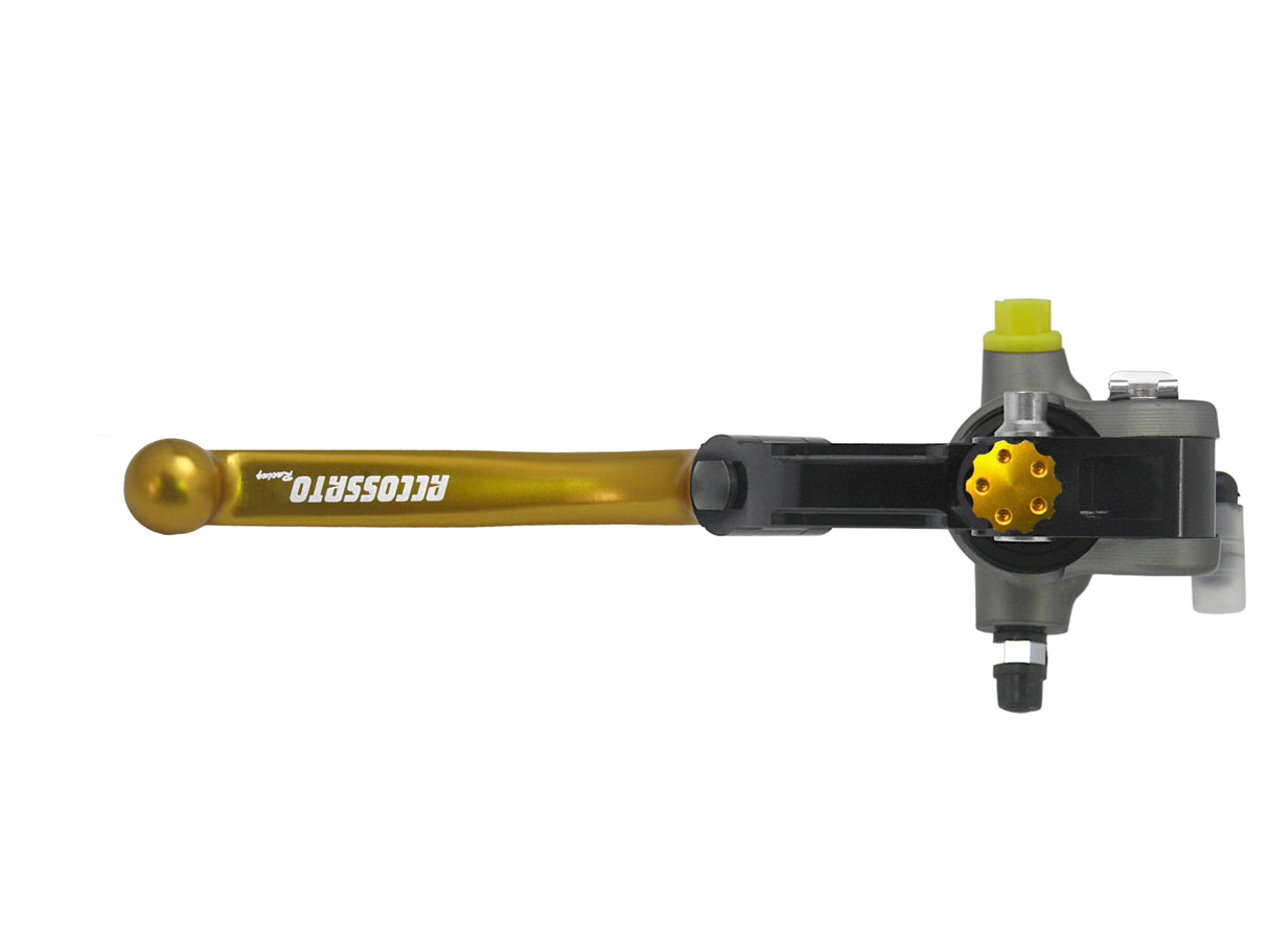 Pompa Frizione Radiale Accossato PRS 17x15-16-17 Con Corpo Pompa Anodizzato Nero E Leva Snodata Colorata (Pomello+Leva)