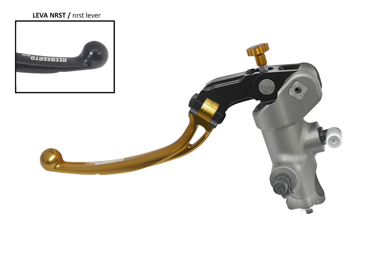 Pompa Frizione Radiale Accossato PRS 17x15-16-17 Con Corpo Pompa Anodizzato Nero E Leva Snodata Colorata (Pomello+Leva)