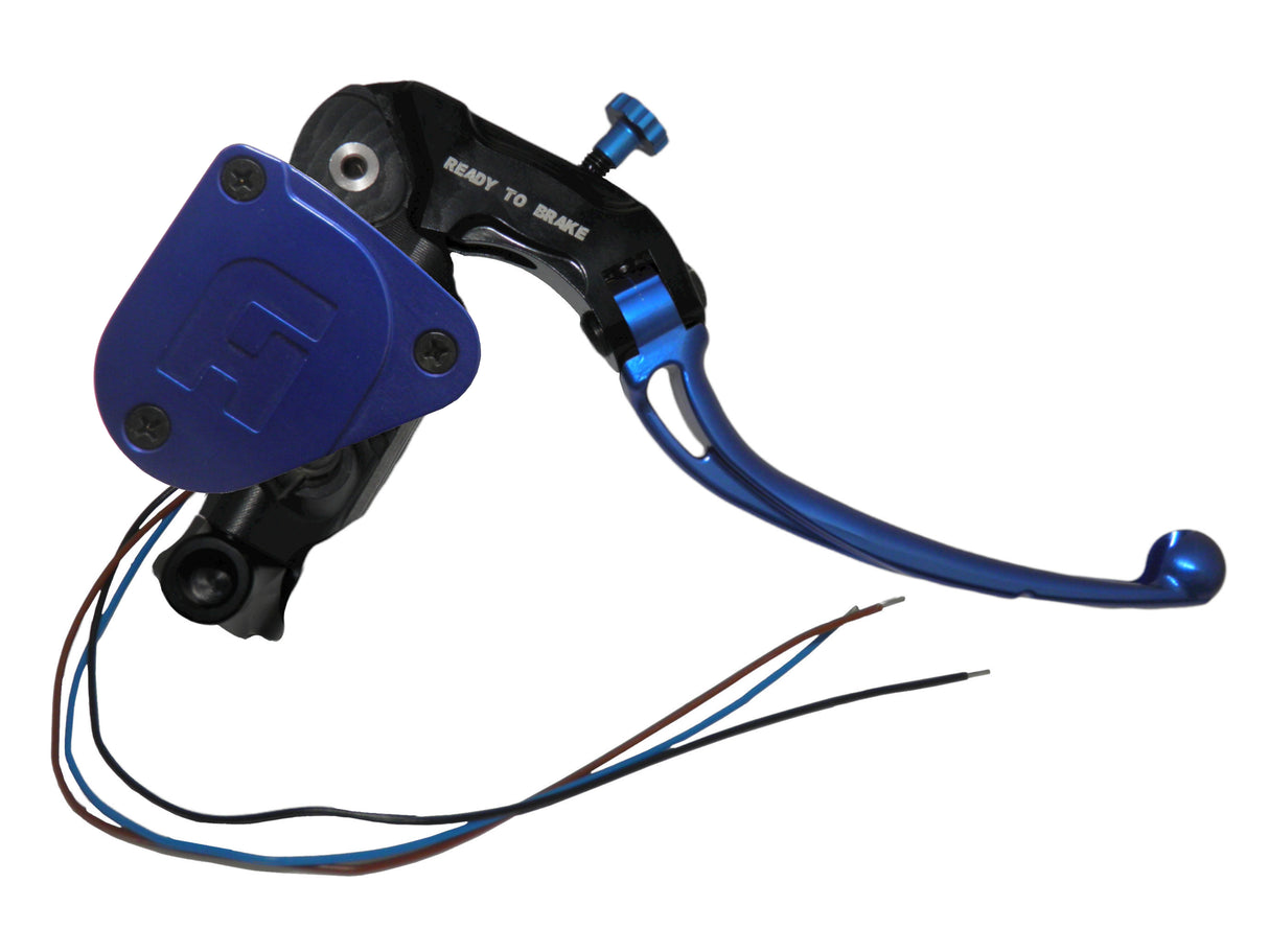 Pompa Freno Ready To Brake Accossato 16x16 Con Leva Snodata Colorata (Pomello+Leva) - Supporto specchio: - N/A, Vaschetta in Alluminio Integrata: Blu