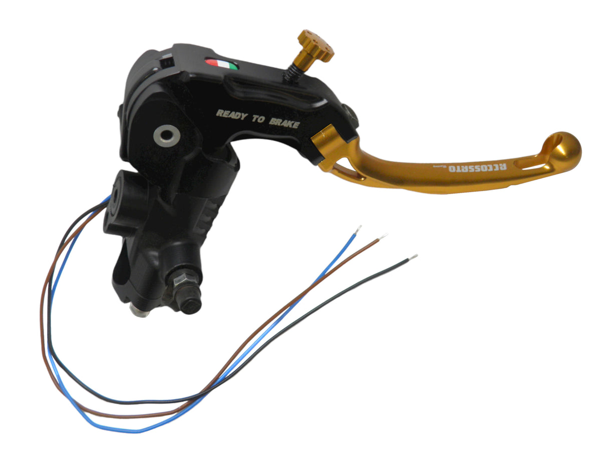 Pompa Freno Ready To Brake Accossato 16x16 Con Leva Snodata Colorata (Pomello+Leva) - Supporto specchio: - N/A, Vaschetta in Alluminio Integrata: - N/A