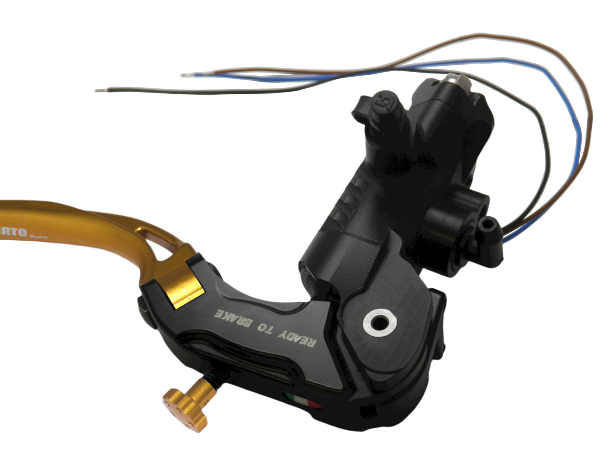Pompa Freno Ready To Brake Accossato 16x16 Con Leva Snodata Colorata (Pomello+Leva) - Supporto specchio: - N/A, Vaschetta in Alluminio Integrata: - N/A
