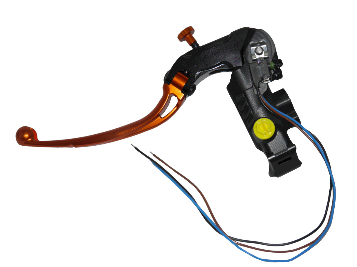 Pompa Freno Ready To Brake Accossato PRS 16x17-18-19 Con Leva Snodata Colorata (Pomello+Leva) - Supporto specchio: M8, Vaschetta in Alluminio Integrata: - N/A