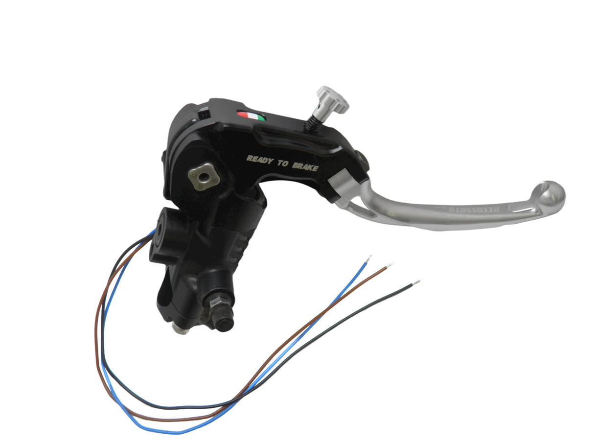 Pompa Freno Ready To Brake Accossato PRS 16x17-18-19 Con Leva Snodata Colorata (Pomello+Leva) - Supporto specchio: - N/A, Vaschetta in Alluminio Integrata: - N/A