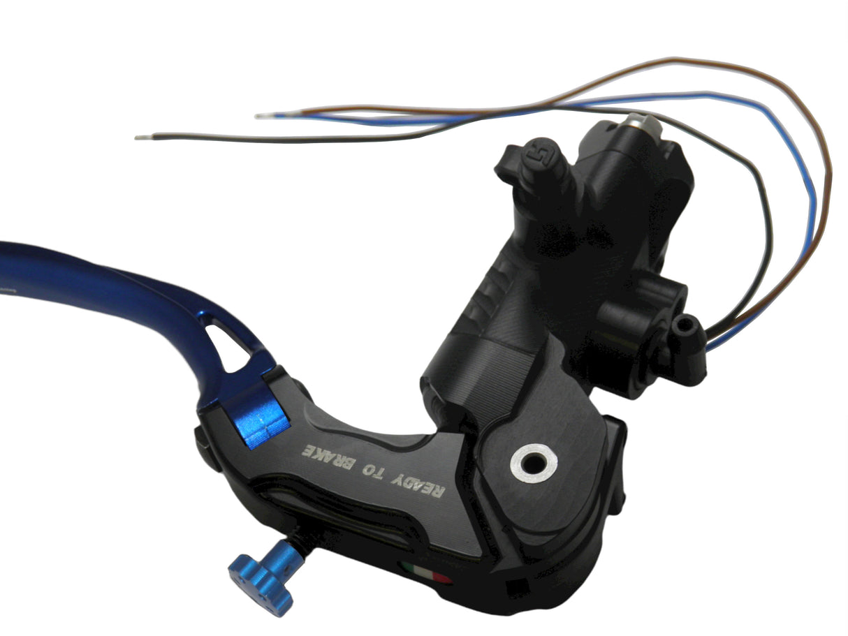 Pompa Freno Ready To Brake Accossato 19x18 Con Leva Snodata Colorata (Pomello+Leva) - Supporto specchio: - N/A, Vaschetta in Alluminio Integrata: - N/A